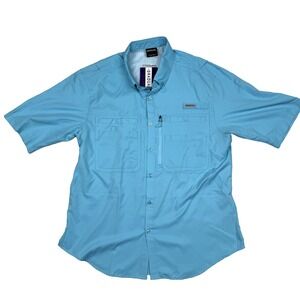 Fishing Shirt Mens Medium Blue NWT Short Sleeve Vented Performance Soft, Gradual